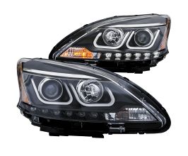 Anzo 2013-2015 Nissan Sentra Projector Headlights w/ U-Bar Black for Nissan Sentra B17