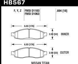 HAWK 04-06 infiniti QX56 / 05-06 Armada / 04 Pathfinder / 04-07 Titan HPS Street Front Brake Pads for Nissan Titan A60