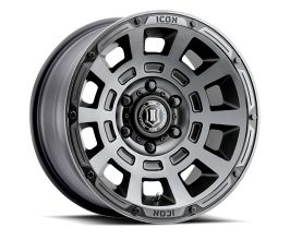 ICON Thrust 17x8.5 6x5.5 0mm Offset 4.75in BS 106.1mm Bore Smoked Satin Black Wheel for Nissan Titan A60