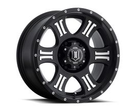 ICON Shield 17x8.5 6x5.5 0mm Offset 4.75in BS 106.1mm Bore Satin Black/Machined Wheel for Nissan Titan A61