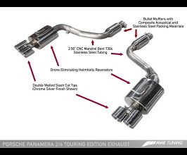 AWE Panamera 2/4 Touring Edition Exhaust (2011-2013) - w/Chrome Silver Tips for Porsche Panamera 970