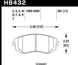 HAWK 03-05 WRX / 08 WRX D929 DTC-60 Race Front Brake Pads for Subaru Forester SH