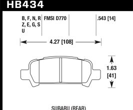 HAWK 02-03 WRX / 05-08 LGT D770 HPS Street Rear Brake Pads for Subaru Impreza GD