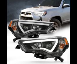 Anzo 14-18 Toyota 4 Runner Plank Style Projector Headlights Black w/ Amber for Toyota 4Runner N280
