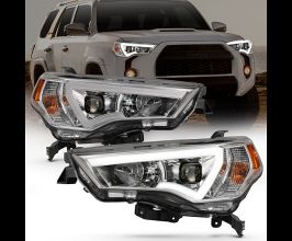 Anzo 14-18 Toyota 4 Runner Plank Style Projector Headlights Chrome w/ Amber for Toyota 4Runner N280