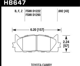 HAWK 10 Lexus ES350 / 07-11 Toyota Camry SE/XLE HPS Street Front Brake Pads for Toyota Camry XV40