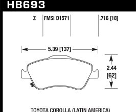 HAWK 07-11 Toyota Corolla (Latin America Models) Performance Ceramic Street Front Brake Pads for Toyota Corolla E120