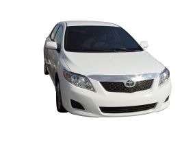 AVS 09-10 Toyota Corolla (Grille Fascia Mount) Aeroskin Low Profile Hood Shield - Chrome for Toyota Corolla E140