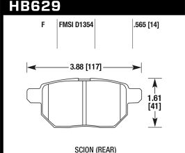 HAWK 08-11 Scion xB / 09-10 Toyota Corolla / 09-10 Matrix / 10 Prius  HPS Street Rear Brake Pads for Toyota Corolla E170