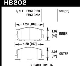 HAWK HP+ Pads Unknown Application for Toyota Corolla E80