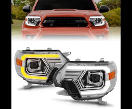 Anzo 12-15 Toyota Tacoma Projector Headlights - w/ Light Bar Switchback Chrome Housing for Toyota Tacoma N200