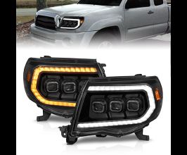 Anzo 05-11 Toyota Tacoma Full Proj Headlights w/Lght Bar Swchbk Seq. Blk. Housing w/Initiation Light for Toyota Tacoma N200