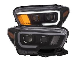 Anzo 2016-2017 Toyota Tacoma Projector Headlights w/ Plank Style Black w/ Amber for Toyota Tacoma N300