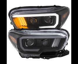 Anzo 2016-2017 Toyota Tacoma Projector Headlights w/ Plank Style Design Black/Amber w/ DRL for Toyota Tacoma N300