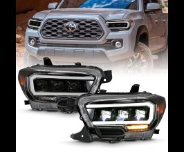 Anzo 2016-2018 Toyota Tacoma LED Projector Headlights Plank Style Black w/ Amber for Toyota Tacoma N300