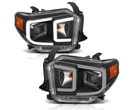 Anzo 14-17 Toyota Tundra Plank Style Projector Headlights Black w/ Amber for Toyota Tundra XK50