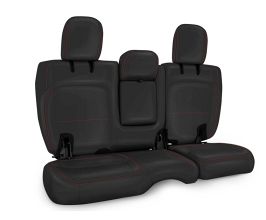PRP Seats 2018+ Jeep Wrangler JLU/4 Door Rear Bench Cover w/ Leather Interior - Black w/ Red Stitching for Universal All