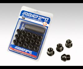 RAYS Wheels 17 Hex Racing Nut Set L25 Short Type 12x1.25 - Black Chromate (16 Pieces) for Universal All